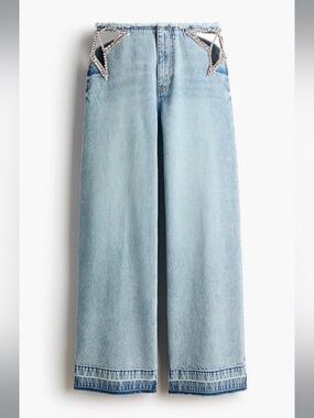 Stella McCartney for H&M Light Blue Wide-Leg Jeans with Crystal Pocket Trim